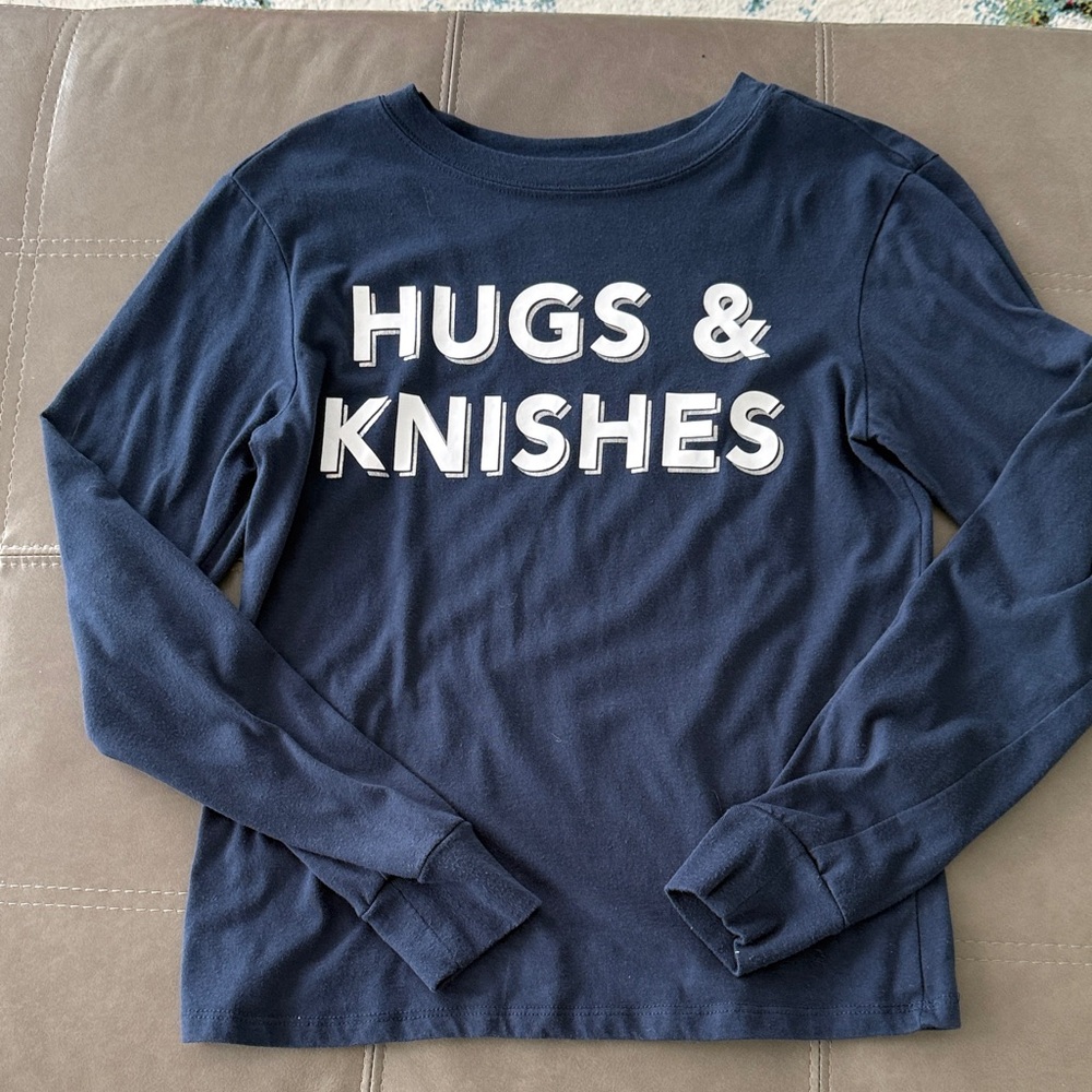 Zoe + Liv Navy Long Sleeve Tee with White Lettering